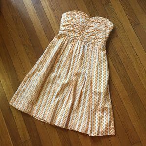 Anthro printed strapless cotton sun dress